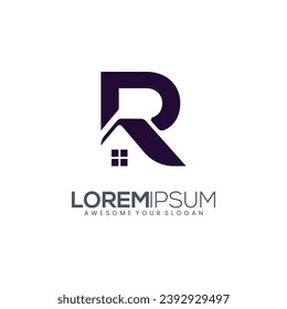 Abstract letter R Home logo design template. Premium nominal monogram business sign. Universal foundation vector icon. Shield Secure Safe with Initial R logo design inspiration