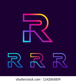 Abstract Letter R Line Monogram Colorful loops logotype, Square shape, swirl spiral infinity logo symbol, Technology and digital connection