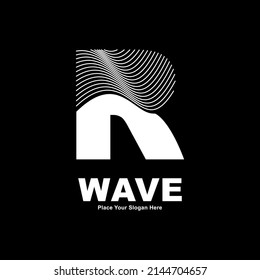 Abstract letter R line wave vector logo design. Suitable for business, poster, card, wave symbol and initial