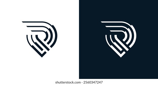 abstract letter R local map logo design, business card vector template