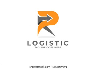 Abstract Letter R Logistic Logo, Letter R and arrow combination ,usable for logistic  and business logos, flat design logo template, vector illustration