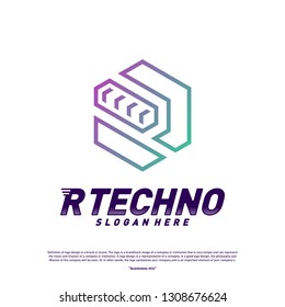 Abstract letter R logo design template. Colorful hexagon creative sign. Initial R Digital logo concept.
