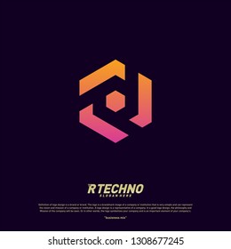 Abstract letter R logo design template. Colorful hexagon creative sign. Initial R Digital logo concept.