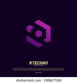 Abstract letter R logo design template. Colorful hexagon creative sign. Initial R Digital logo concept.