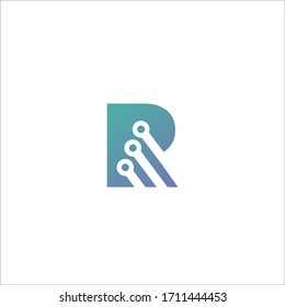 Abstract letter R logo design template Technology abstract dot connection cross vector