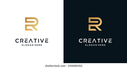 Abstract letter R logo design luxury