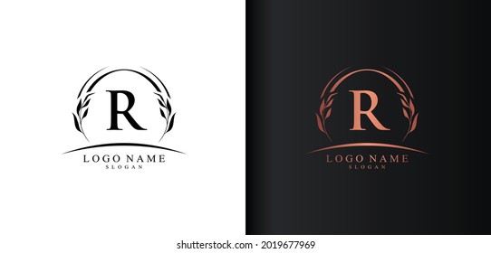 Abstract letter R logo design, luxury style letter logo, text R icon vector design