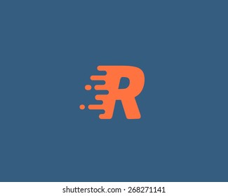 Abstract letter R logo design template.  Dynamic vector unusual font. Universal fast speed fire moving water quick energy drop icon.