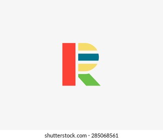 Abstract letter R logo design template. Colorful creative sign. Universal vector icon. Modern logotype symbol