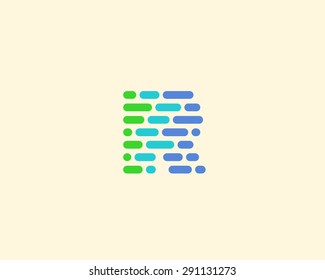 Abstract letter R logo design template.  Dynamic, code vector unusual font. Universal fast moving dots, atoms, blocks, color symbol. 