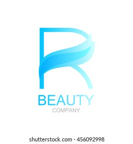 Abstract letter R logo design template with beauty spa salons yoga