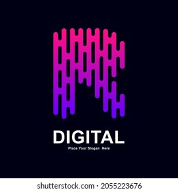 Abstract letter R modern vector logo design font. Suitable for typography technology electronic, geometric technology font and modern futuristic design 