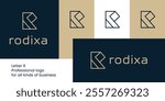 Abstract Letter R Monogram Logo with Geometric Structure and Diamond Shape