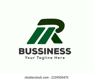 Abstract Letter R monogram Logo, Green Geometric Shape rounded style isolated ,usable for branding accounting and business logos, flat design logo template, vector illustration