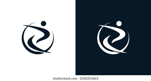 abstract letter R people logo design, business card vector template