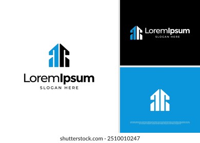 Abstract letter A R real estate logo design, building logo vector design template