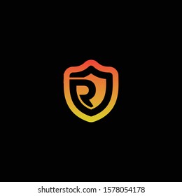 Abstract letter R shield logo design template. Premium nominal monogram business sign. Universal foundation vector icon