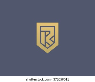 Abstract Letter R Shield Logo Design Template. Premium Nominal Monogram Business Sign. Universal Foundation Vector Icon. 