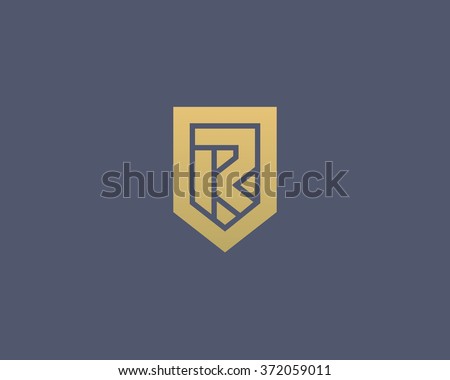 Abstract letter R shield logo design template. Premium nominal monogram business sign. Universal foundation vector icon. 