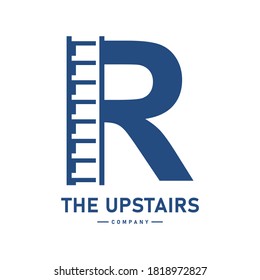 Abstract letter R with stair vector logo template. Suitable for business, web, corporate, building and art logotype. Also, use for growth and step symbol