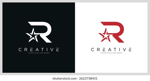 Abstract letter R star logo design template