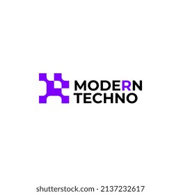 diseño de logotipo moderno con letra abstracta o tecnología plana