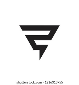 abstract letter r thunder triangle shape logo