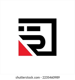 Abstract letter R I vector logo design with square.