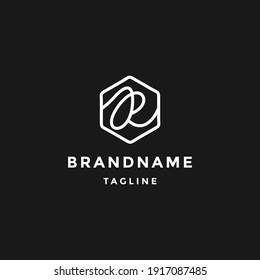 Abstract letter R vector logotype. Line hexagon creative simple logo design template.