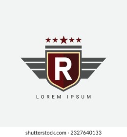 Abstract Letter R wing and king concept Logo Template Design Vector