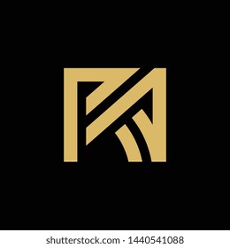 Abstract Letter RA Logo, Gold Color Design - vector