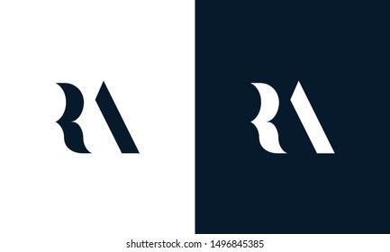 Abstract letter RA logo. This logo icon incorporate with abstract shape in the creative way. Its look like letter R and A.