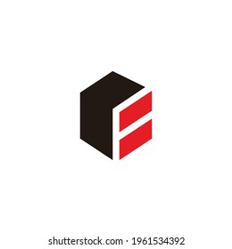 abstract letter rb box shape geometric logo vector