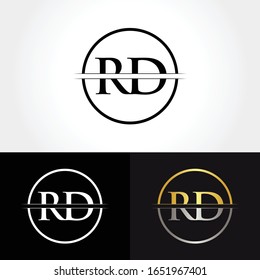 Vorlage für die Vektorillustration des Design-Logos in abstrakten Buchstaben RD. Logo-Design für RD-Buchstaben