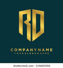 Abstract letter RD shield logo design template