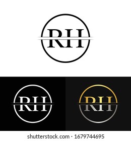 Abstract Letter RH Logo Design Vector Template. RH Letter Logo Design