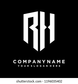 Abstract letter RH shield logo design template