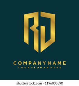 Abstract letter RJ shield logo design template