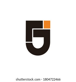 abstract letter rj simple geometric line symbol logo vector