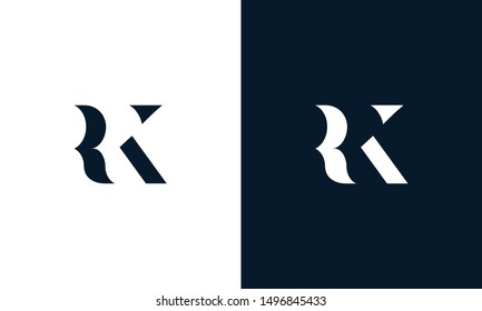 Abstract letter RK logo. This logo icon incorporate with abstract shape in the creative way. Its look like letter R and K.