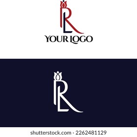 Letras abstractas del logotipo de RL. Este icono del logotipo incorpora formas abstractas de forma creativa. Se parece a las letras R y L.
