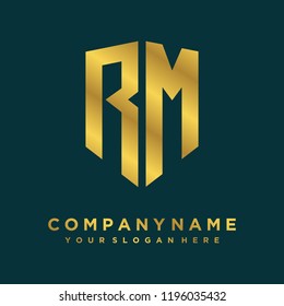 Abstract letter RM shield logo design template