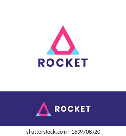 Abstract letter A rocket logo design concept. Simple and modern logo