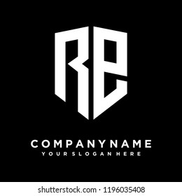 Abstract letter RP shield logo design template