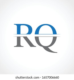 Abstract Letter RQ Logo Design Vector Template. Creative Blue and Grey Colors RQ Letter Logo Design