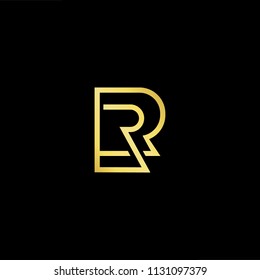 Abstract letter RR. minimal logo design template. Vector letter logo with gold and black color.