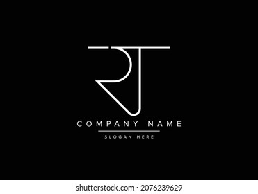 Abstract letter RT monogram logo, Creative line art vector logo