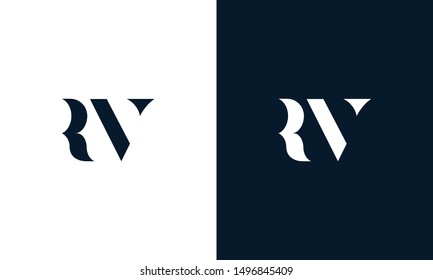 Abstract letter RV logo. This logo icon incorporate with abstract shape in the creative way. Its look like letter R and V.