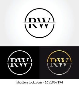 Abstract Letter RW Logo Design Vector Template. RW Letter Logo Design
