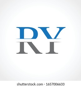 Abstract Letter RY Logo Design Vector Template. Creative Blue and Grey Colors RY Letter Logo Design